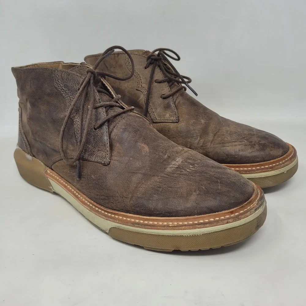 Lucchese Boots 9.5M Brown Leather After Ride Chukka Lace Up Artisan Handcrafted